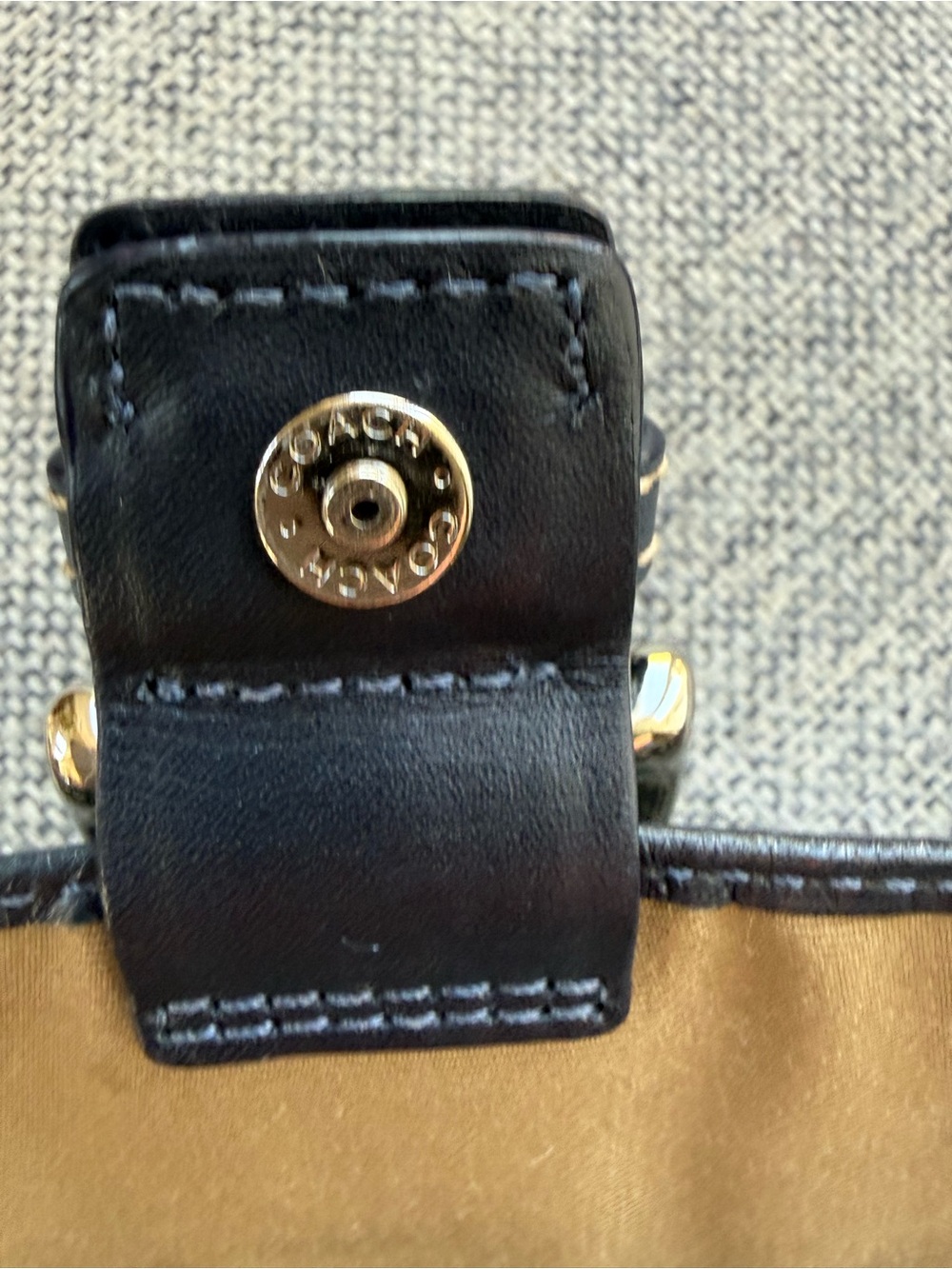 Coach Navy Signature Jacquard Canvas Wristlet with Leather Trim and Buckle - Picture 13 of 14